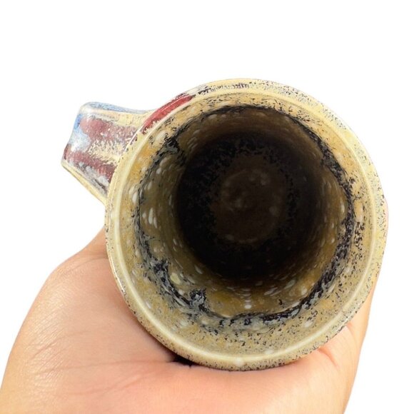 Primitive Style Hand Made Pottery Coffee Mug Cup Drip Glaze Signed By Artist VTG - Picture 6 of 15